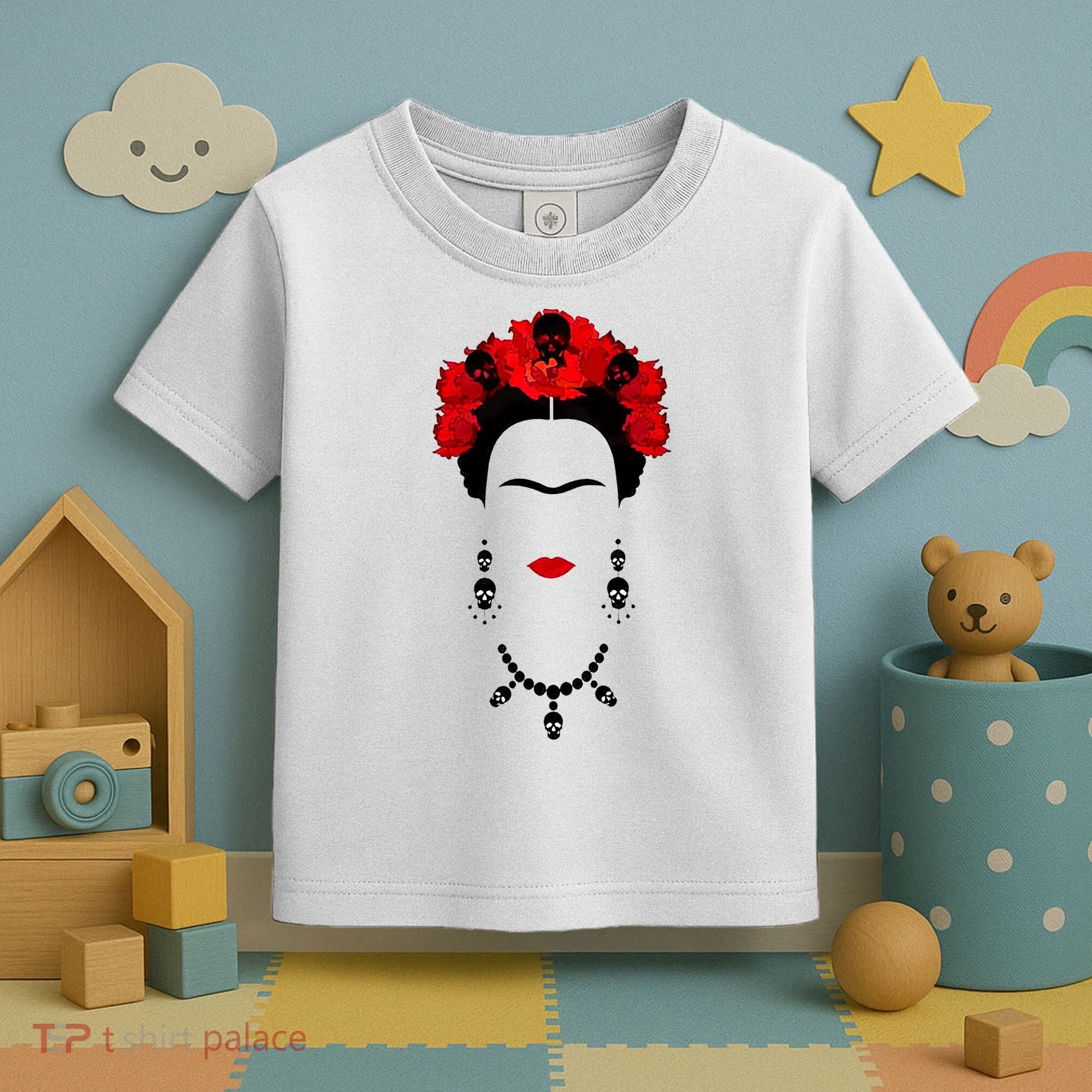 Frida Kahlo Mexico Artist Lover Flower Skull Toddler T-Shirt
