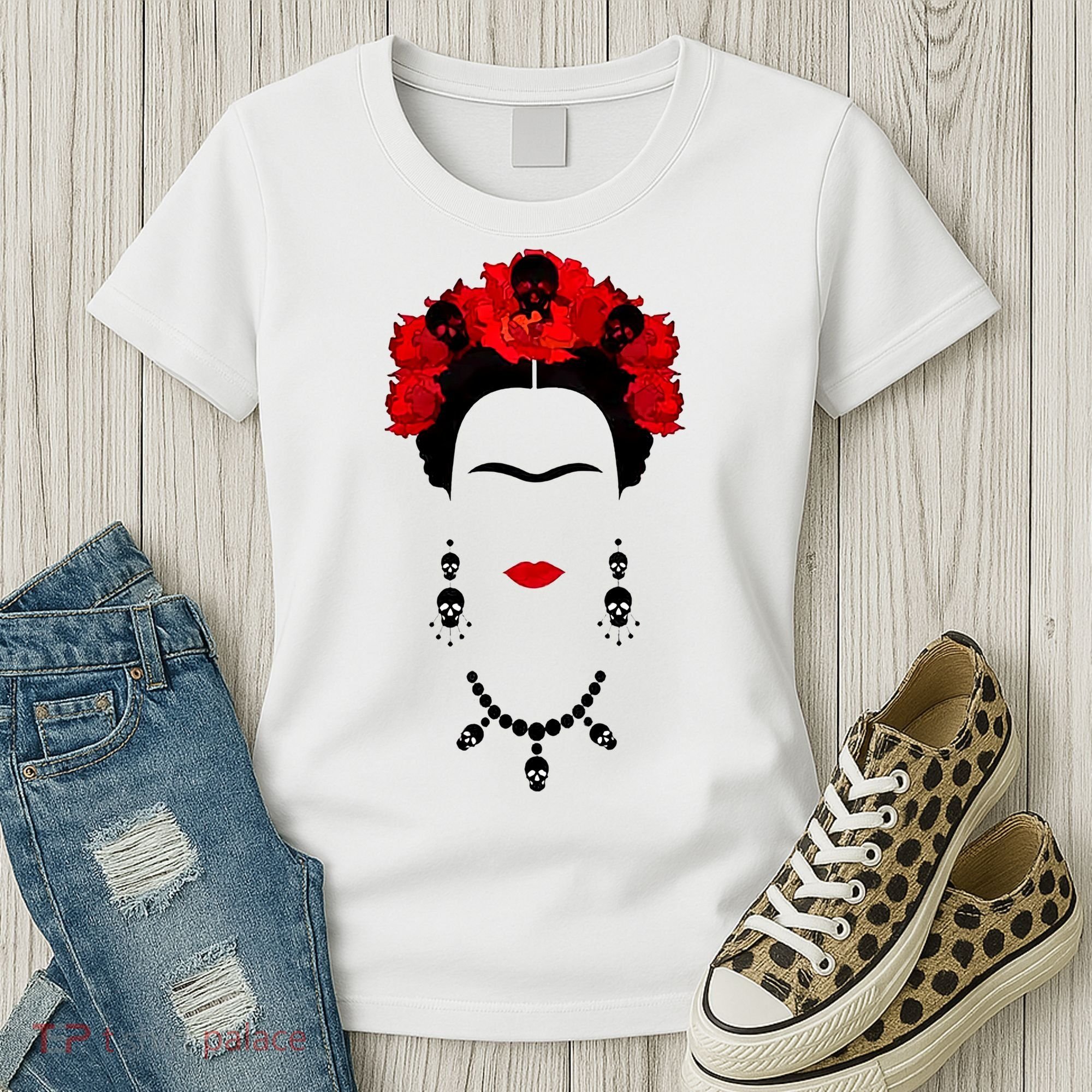 Frida Kahlo Mexico Artist Lover Flower Skull Women's T-Shirt