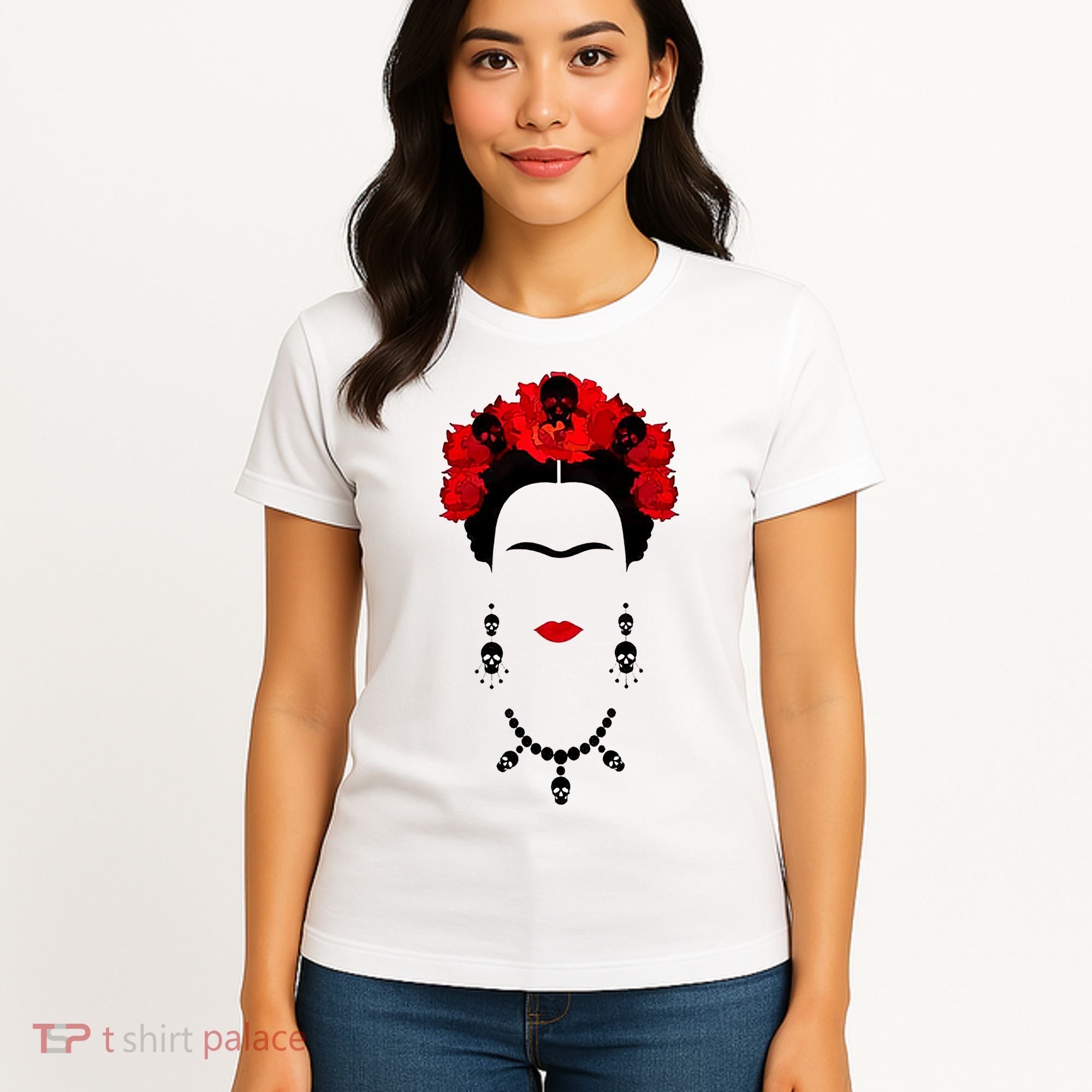 Frida Kahlo Mexico Artist Lover Flower Skull Women's T-Shirt