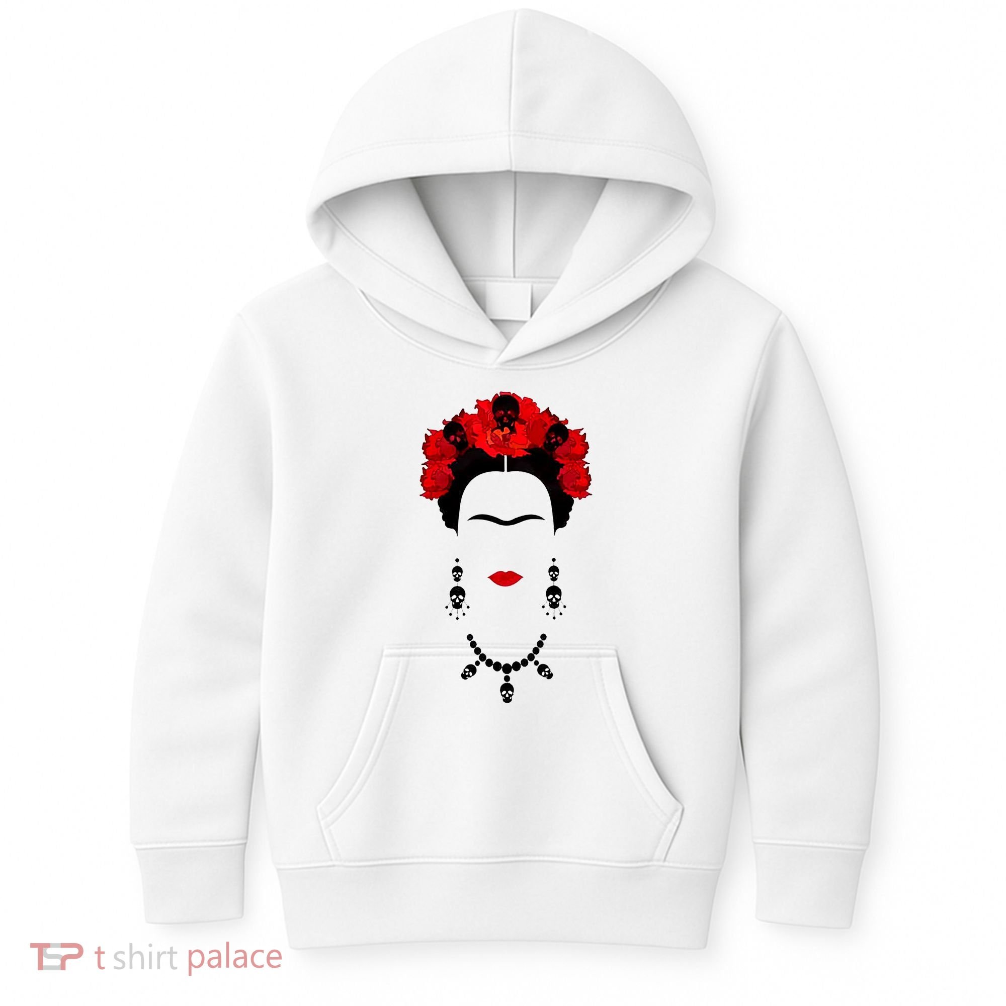 Frida Kahlo Mexico Artist Lover Flower Skull Kids Hoodie