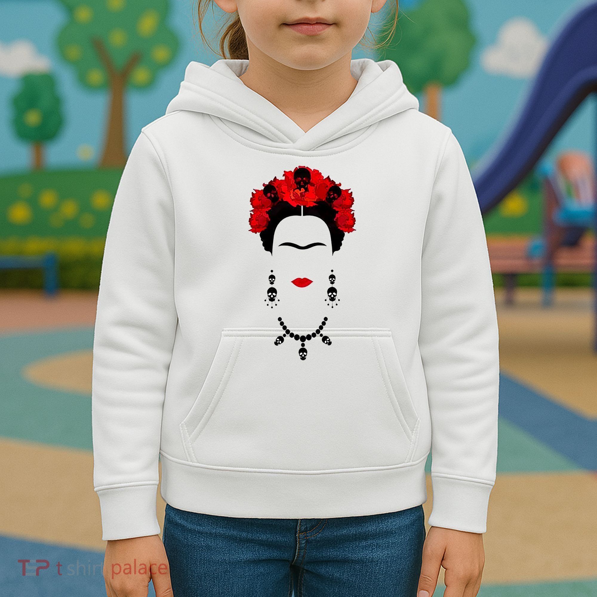 Frida Kahlo Mexico Artist Lover Flower Skull Kids Hoodie