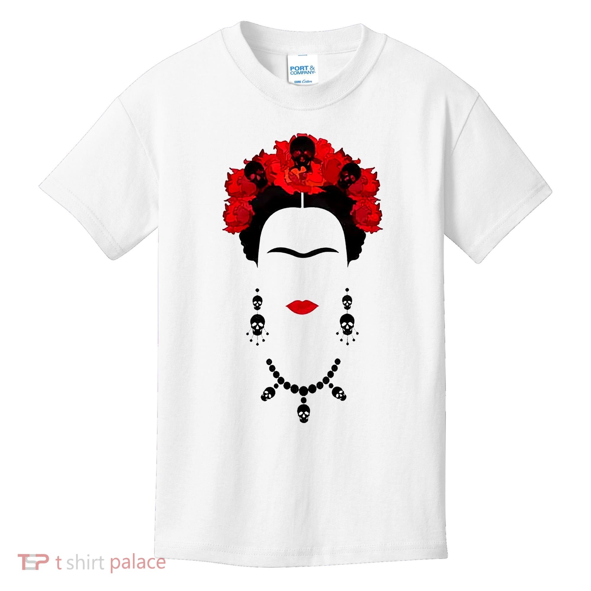 Frida Kahlo Mexico Artist Lover Flower Skull Kids T-Shirt