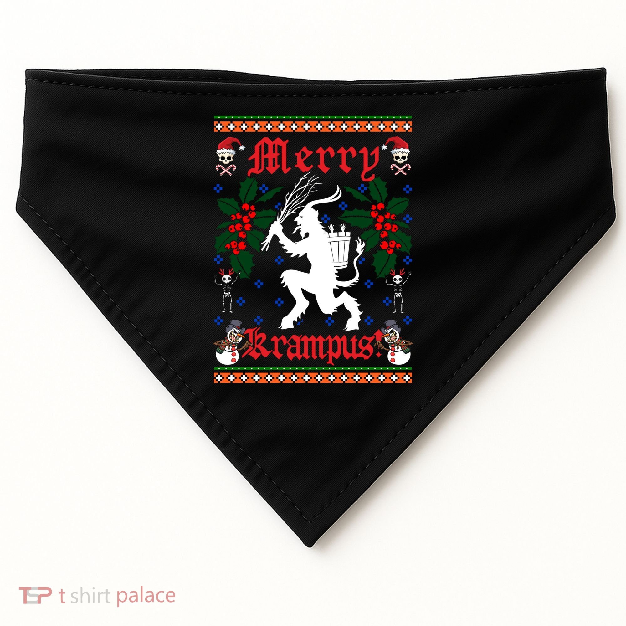 Funny Krampus Merry Krampus Ugly Christmas Gift USA-Made Doggie Bandana