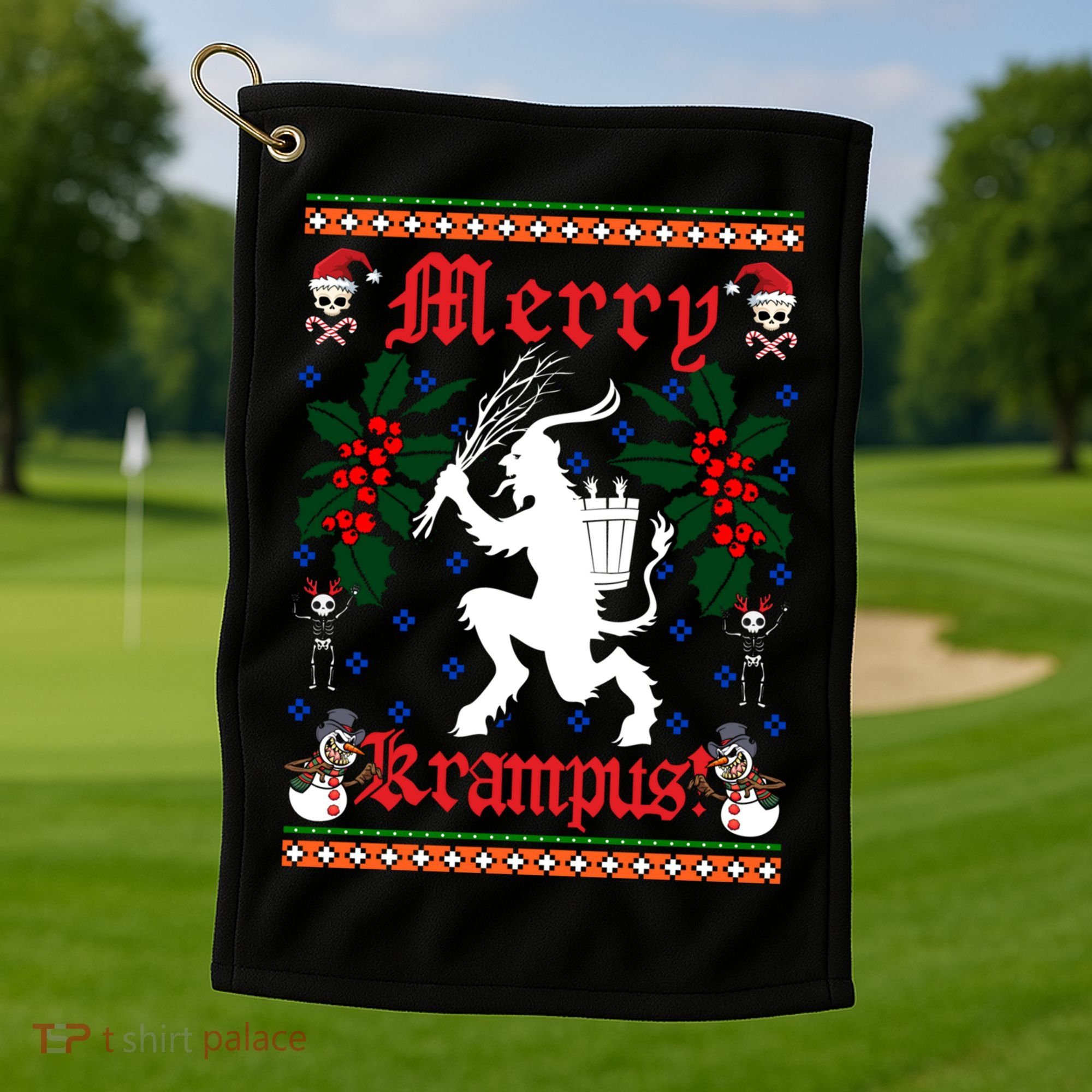 Funny Krampus Merry Krampus Ugly Christmas Gift Golf Towel