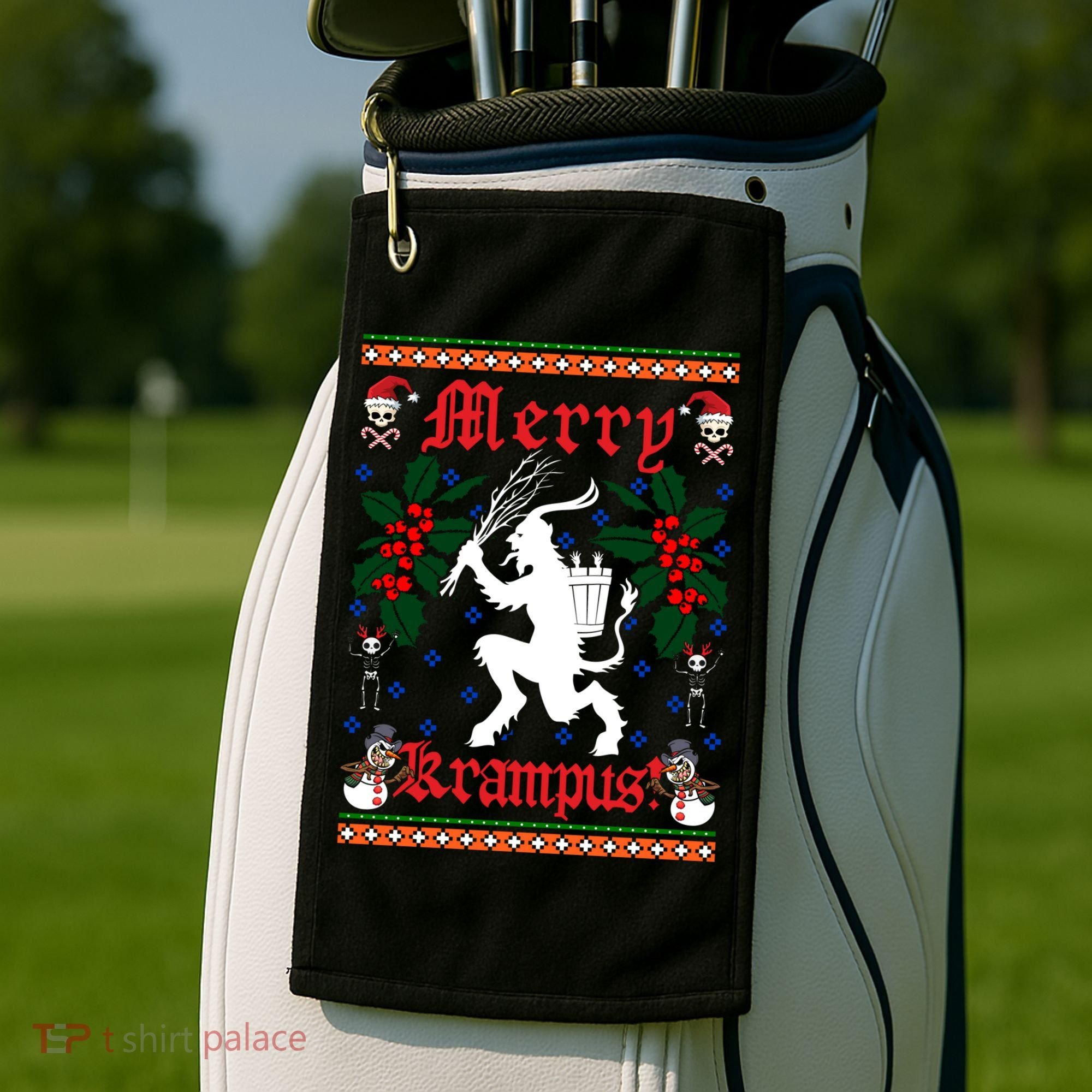 Funny Krampus Merry Krampus Ugly Christmas Gift Golf Towel