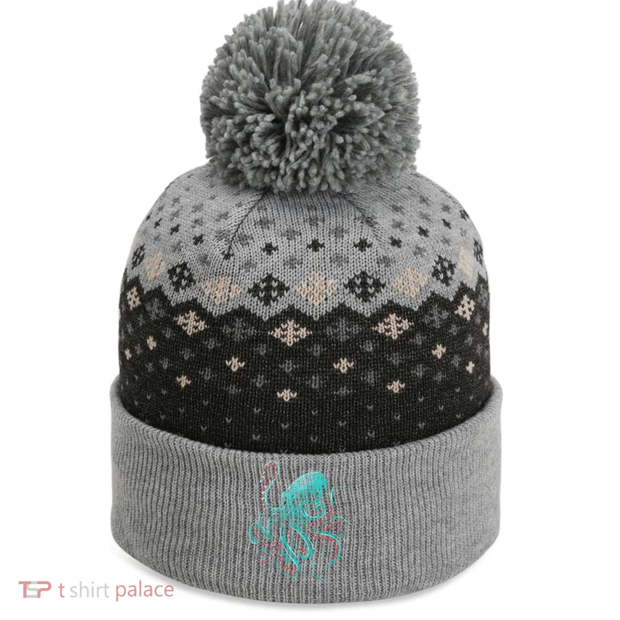 Funny Kraken Octopus Gift The Baniff Cuffed Pom Beanie
