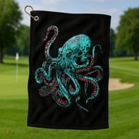 Funny Kraken Octopus Gift Golf Towel thumb 1