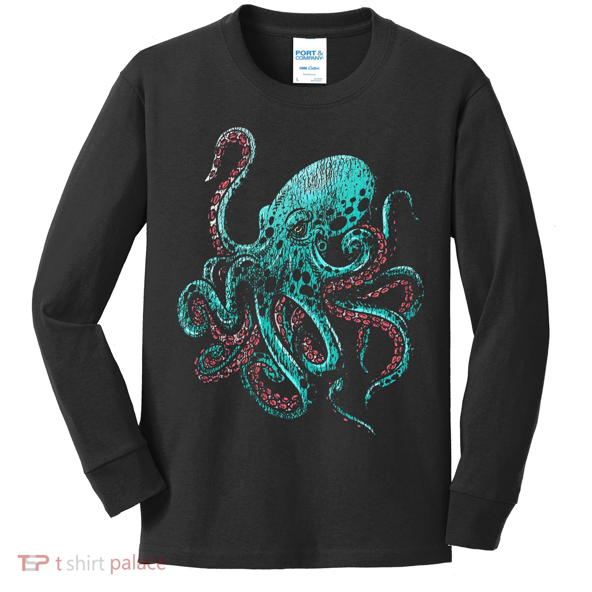 Funny Kraken Octopus Gift Kids Long Sleeve Shirt
