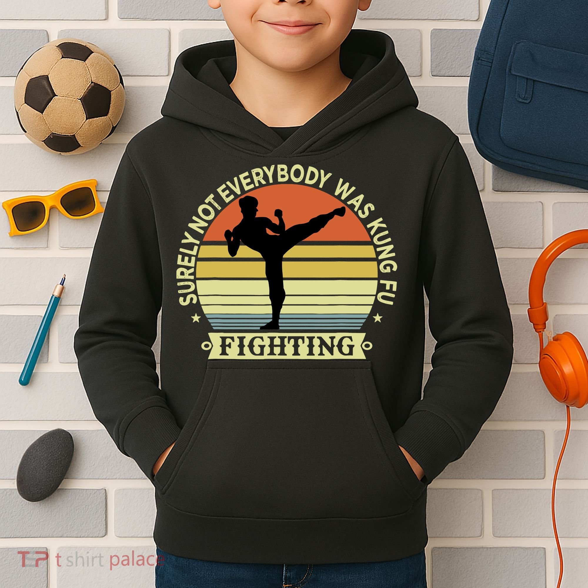 Funny Karate Surely Not Everybody Was Kung Fu Fighting Kids Hoodie
