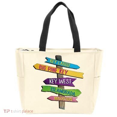 Florida Keys Totem Largo Islamorada Key West Sign Post Tote Bag