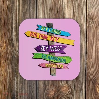 Florida Keys Totem Largo Islamorada Key West Sign Post Coaster