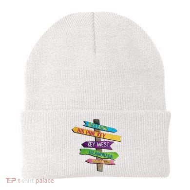 Florida Keys Totem Largo Islamorada Key West Sign Post Beanie