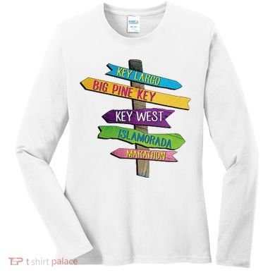 Florida Keys Totem Largo Islamorada Key West Sign Post Women's Long Sleeve Shirt
