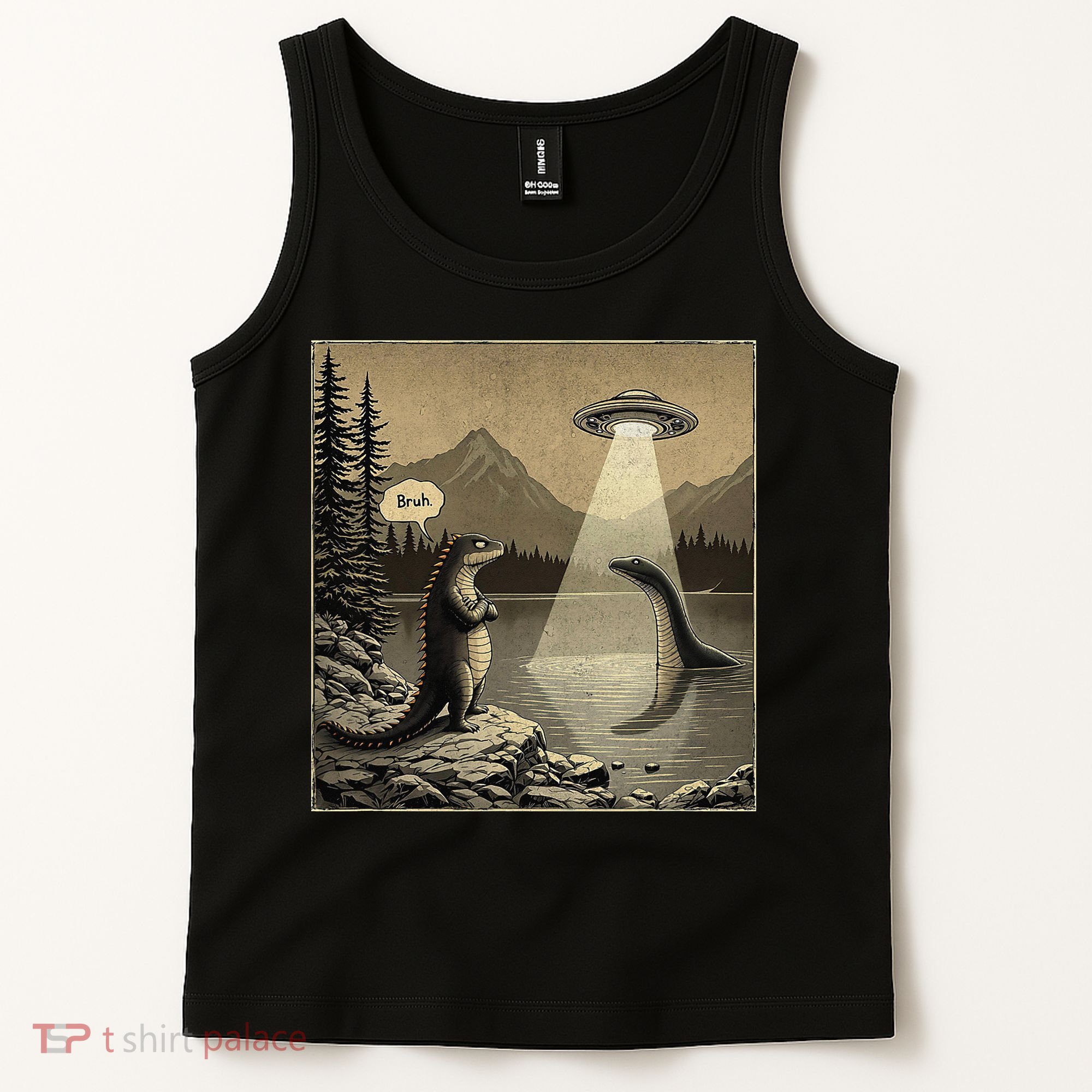 Funny Kaiju UFO Loch Ness Sasquatch Monster Alien Bruh Tank Top