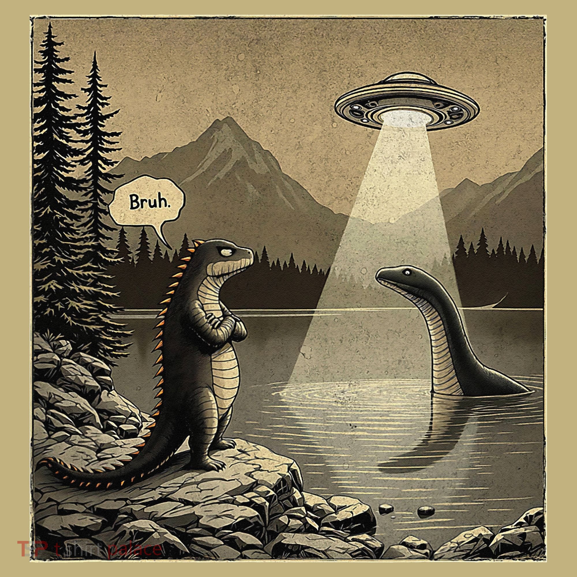 Funny Kaiju UFO Loch Ness Sasquatch Monster Alien Bruh Sweatshirt