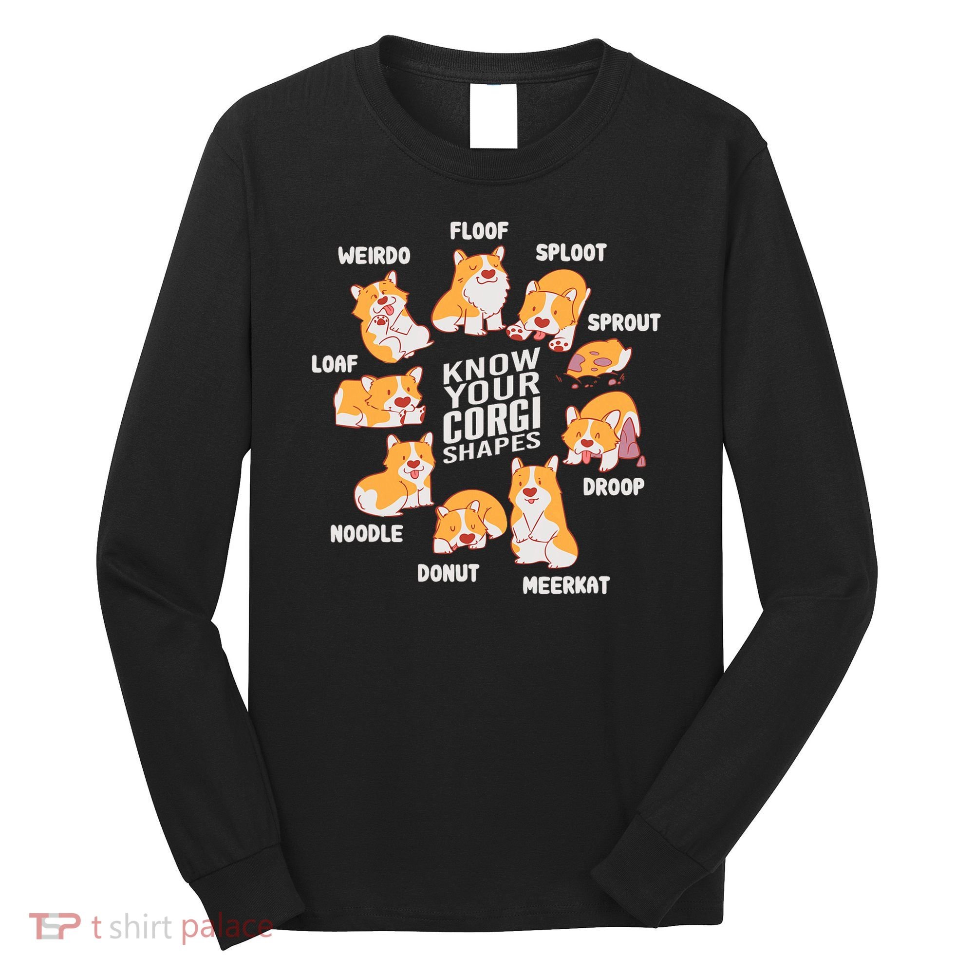 Funny Know Your Corgi Shapes Cute Welsh Dog Lover Long Sleeve Shirt