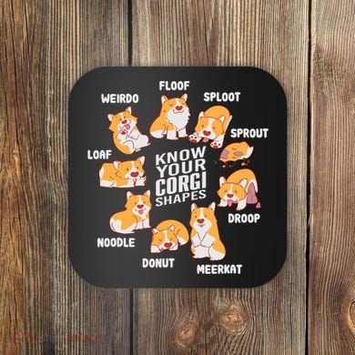 Funny Know Your Corgi Shapes Cute Welsh Dog Lover Coaster