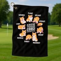 Funny Know Your Corgi Shapes Cute Welsh Dog Lover Golf Towel thumb 1
