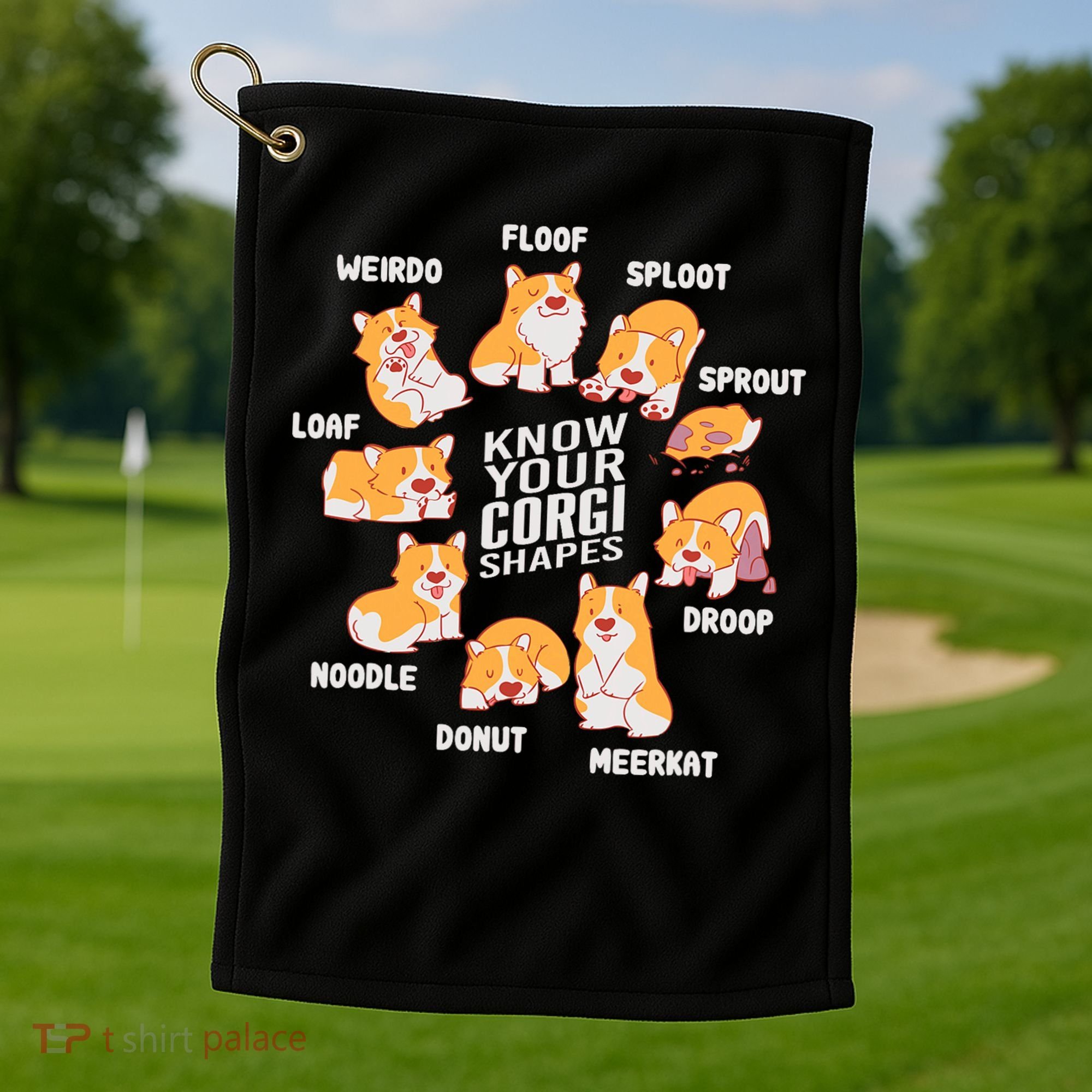 Funny Know Your Corgi Shapes Cute Welsh Dog Lover Golf Towel