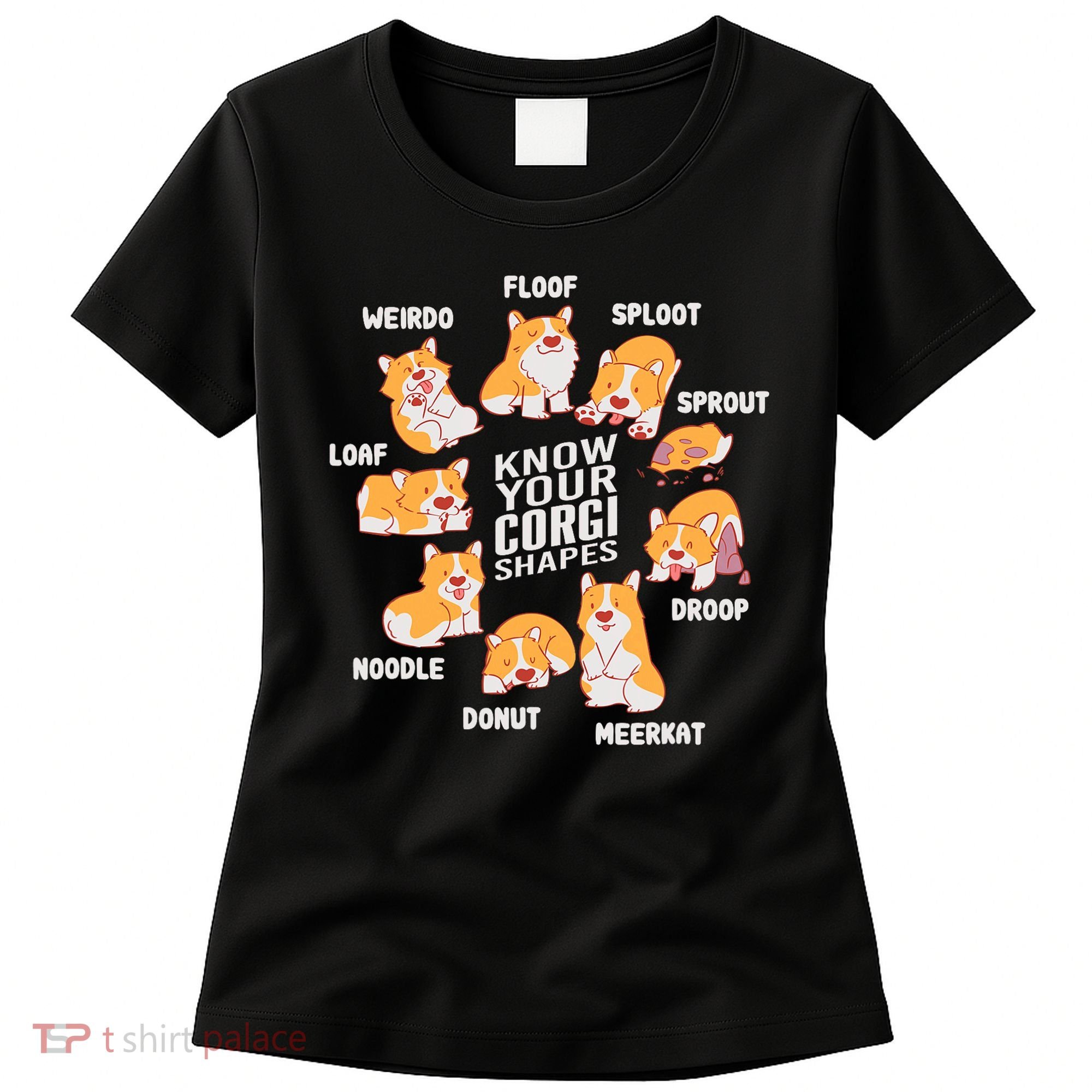 Funny Know Your Corgi Shapes Cute Welsh Dog Lover Women's T-Shirt