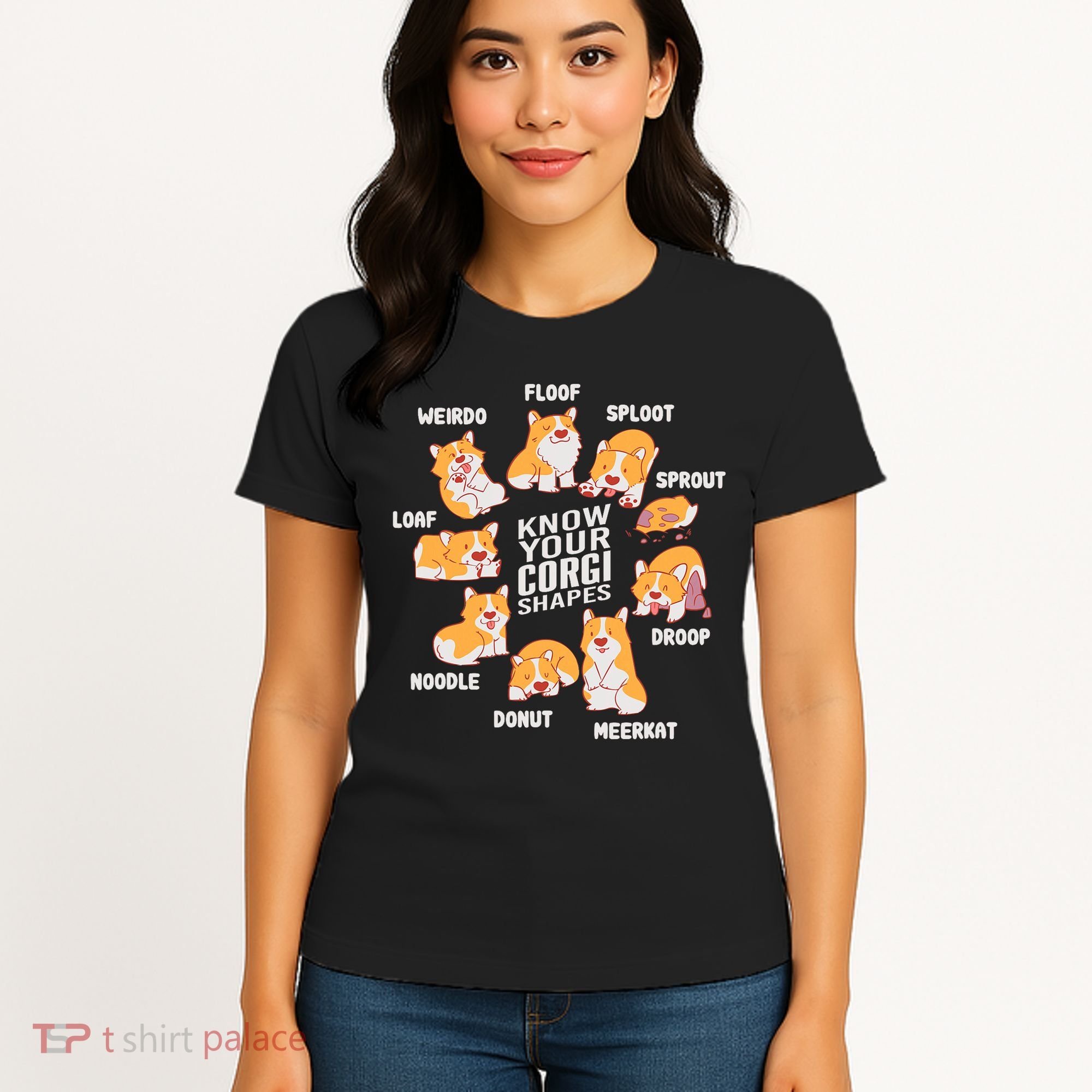 Funny Know Your Corgi Shapes Cute Welsh Dog Lover Women's T-Shirt