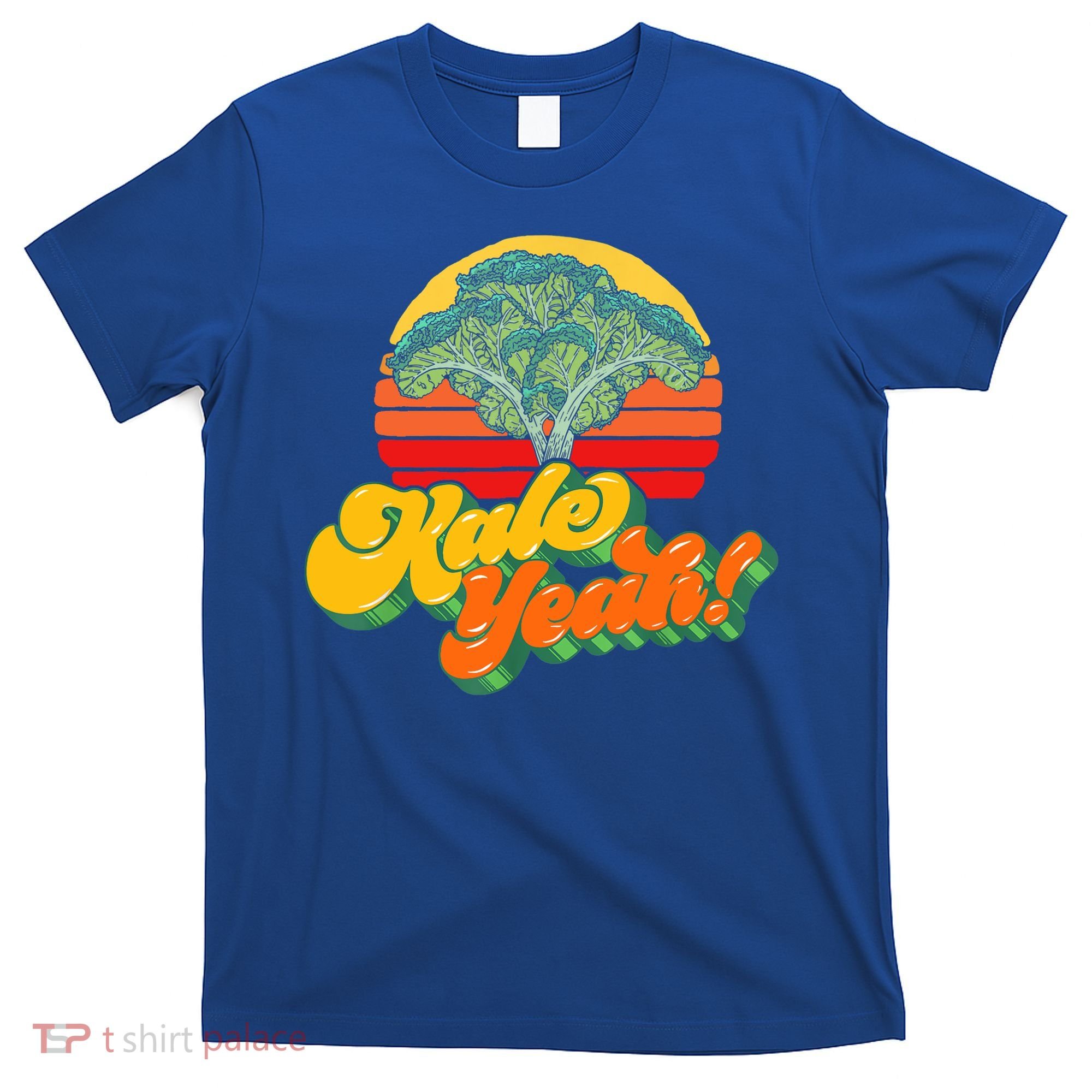 Funny Kale Yeah Gift Funny Vegetable Vintage Retro 80s Sunset Garden Gift T-Shirt