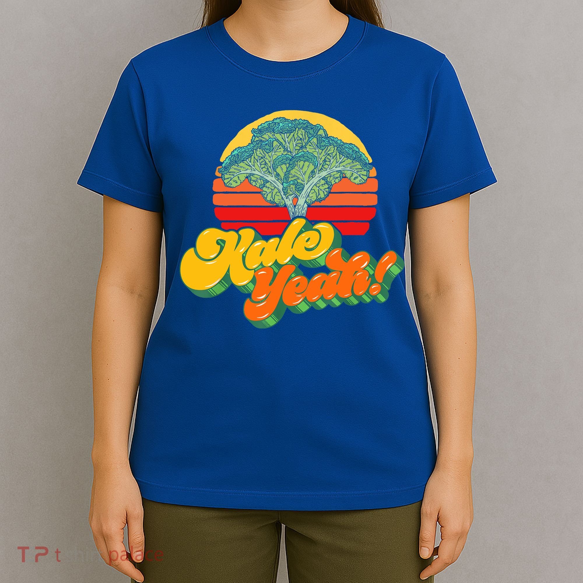 Funny Kale Yeah Gift Funny Vegetable Vintage Retro 80s Sunset Garden Gift T-Shirt