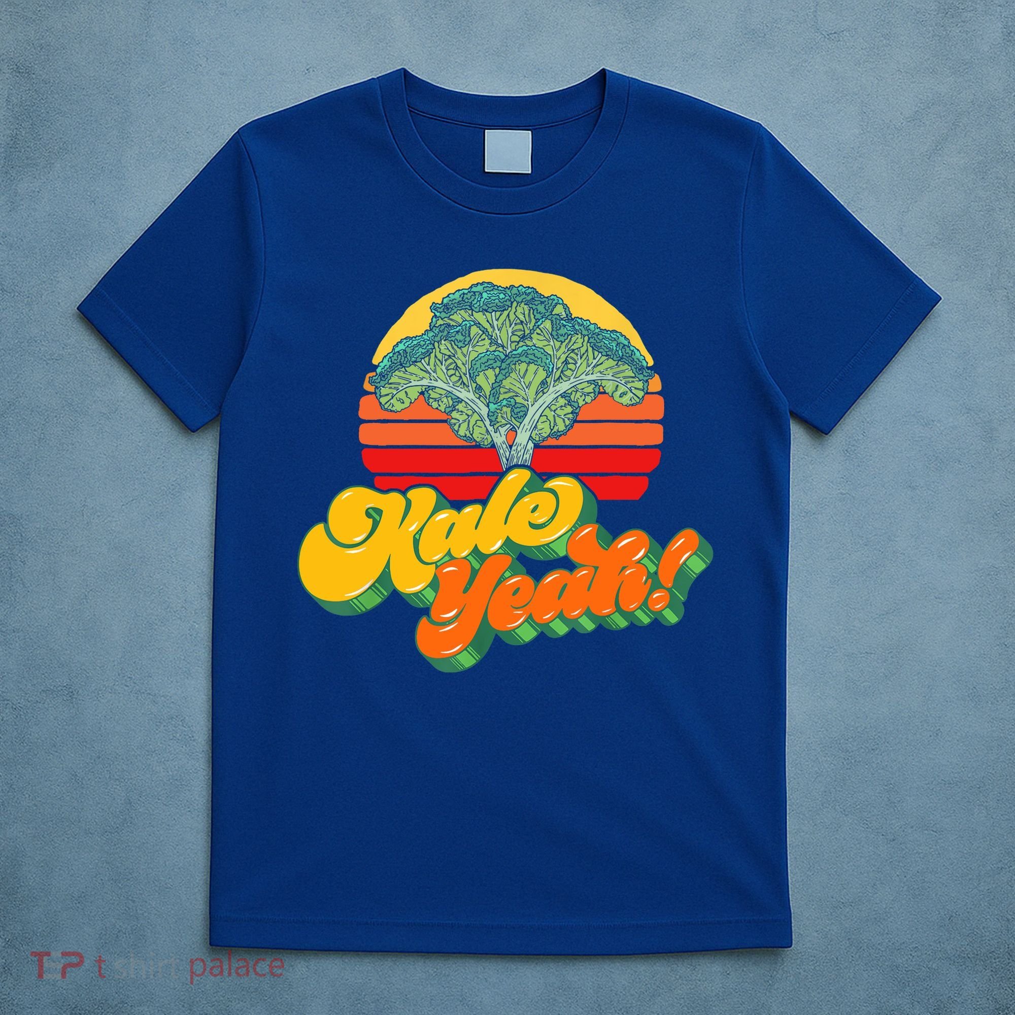 Funny Kale Yeah Gift Funny Vegetable Vintage Retro 80s Sunset Garden Gift T-Shirt