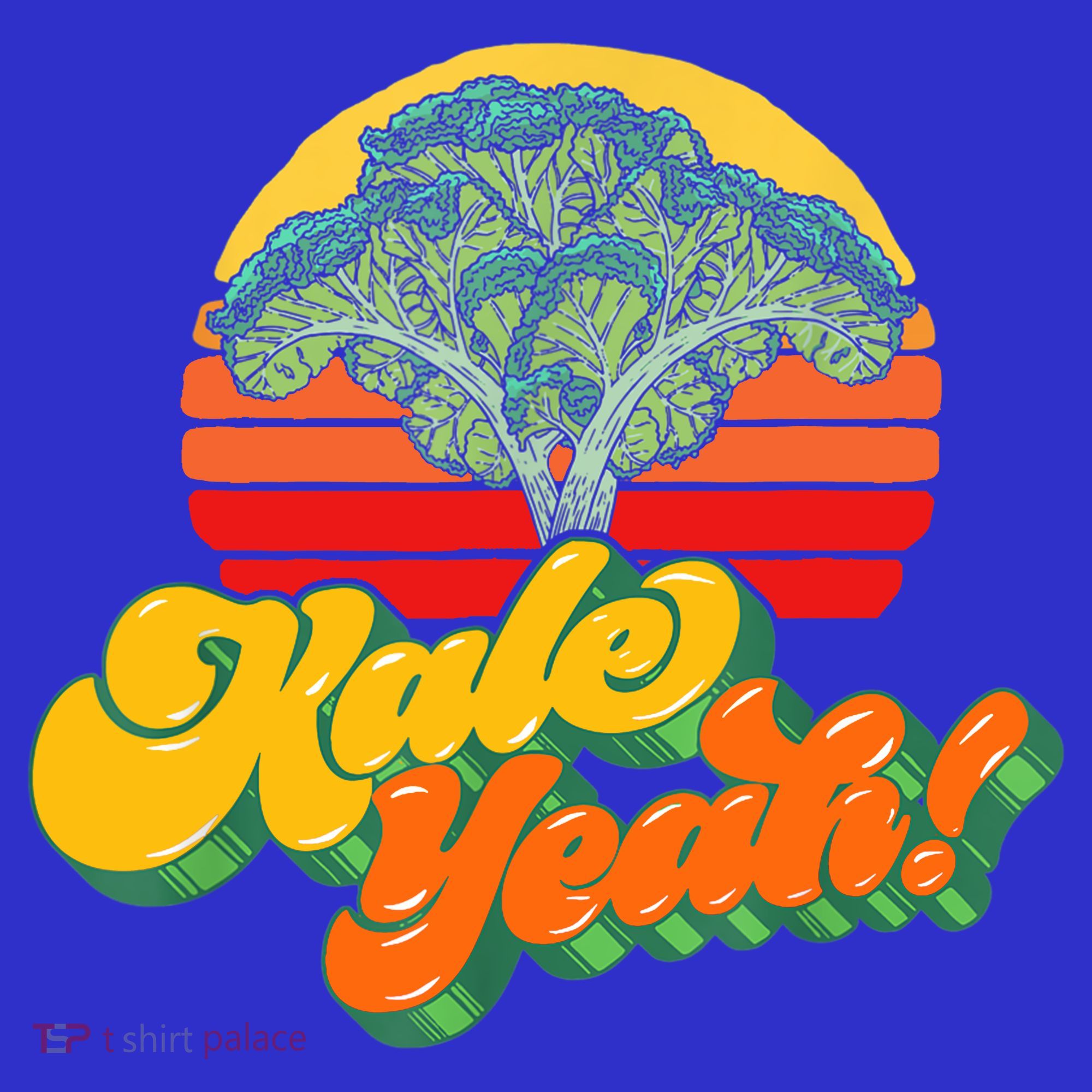 Funny Kale Yeah Gift Funny Vegetable Vintage Retro 80s Sunset Garden Gift T-Shirt
