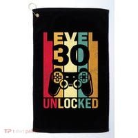 Funny Level 30 Unlocked Him Men BDay Turning 30th Birthday Golf Towel thumb 0