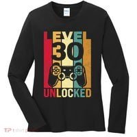 Funny Level 30 Unlocked Him Men BDay Turning 30th Birthday Women's Long Sleeve Shirt thumb 0