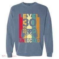 Funny Level 30 Unlocked Him Men BDay Turning 30th Birthday Garment-Dyed Sweatshirt thumb 0