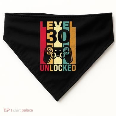 Funny Level 30 Unlocked Him Men BDay Turning 30th Birthday USA-Made Doggie Bandana