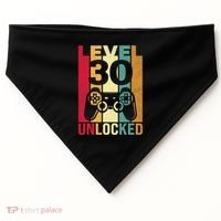 Funny Level 30 Unlocked Him Men BDay Turning 30th Birthday USA-Made Doggie Bandana thumb 0