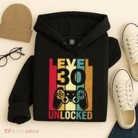 Funny Level 30 Unlocked Him Men BDay Turning 30th Birthday Hoodie thumb 4