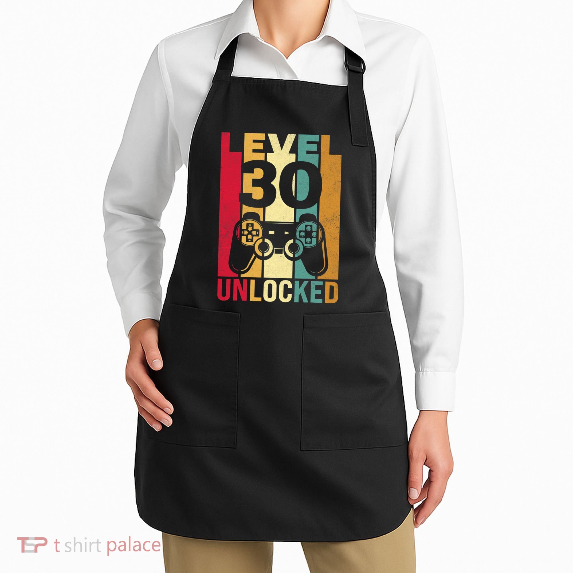 Funny Level 30 Unlocked Him Men BDay Turning 30th Birthday Apron