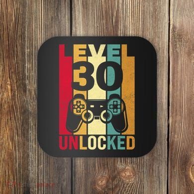 Funny Level 30 Unlocked Him Men BDay Turning 30th Birthday Coaster