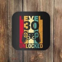 Funny Level 30 Unlocked Him Men BDay Turning 30th Birthday Coaster thumb 0