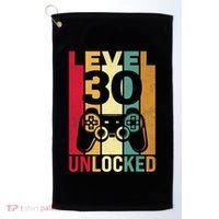 Funny Level 30 Unlocked Him Men BDay Turning 30th Birthday Golf Towel thumb 0