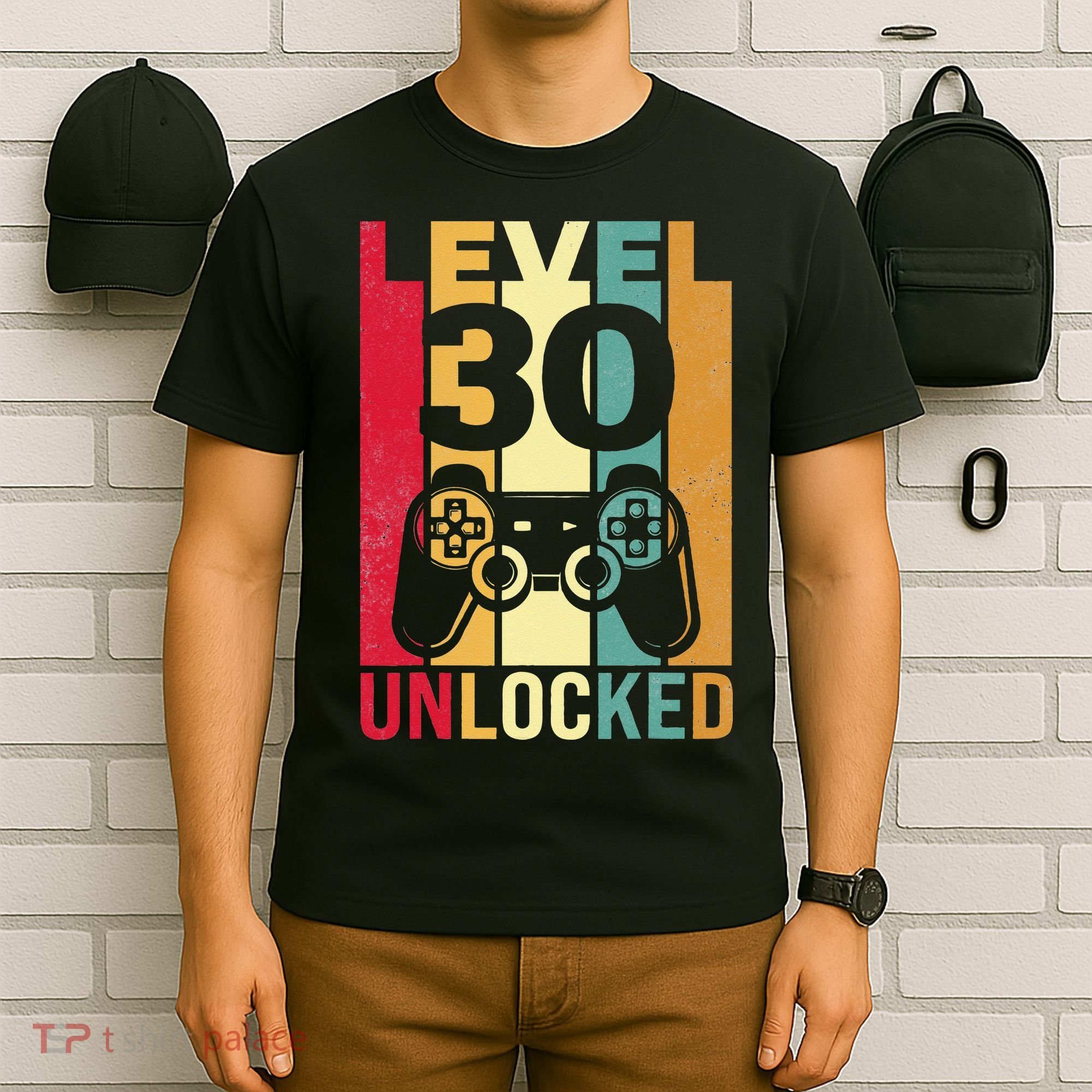 Funny Level 30 Unlocked Him BDay Turning 30th Birthday T-Shirt