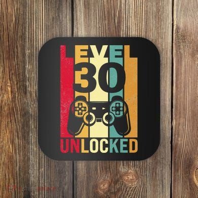 Funny Level 30 Unlocked Him BDay Turning 30th Birthday Coaster