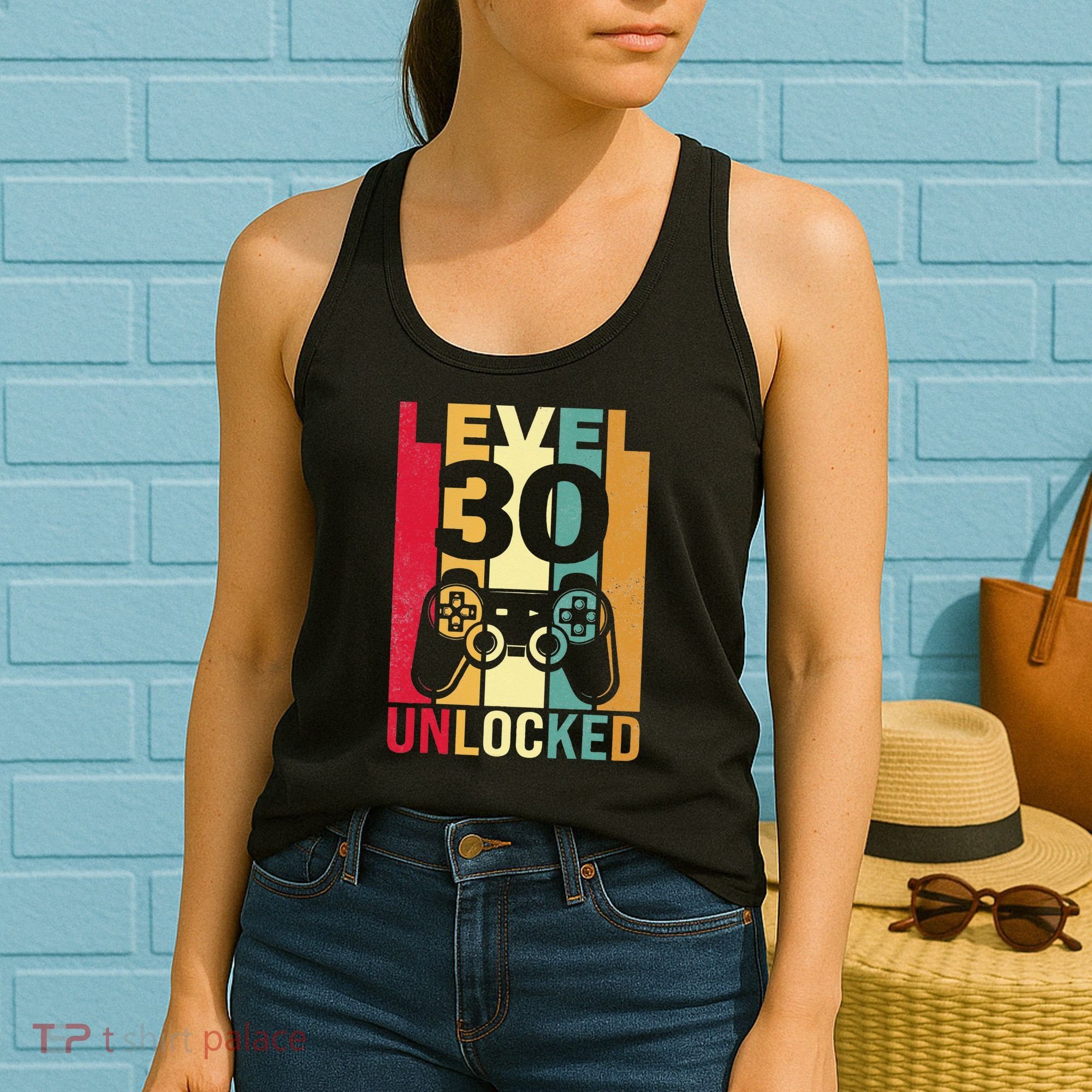 Funny Level 30 Unlocked Him BDay Turning 30th Birthday Women's Tank Top