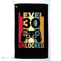 Funny Level 30 Unlocked Him BDay Turning 30th Birthday Golf Towel thumb 0