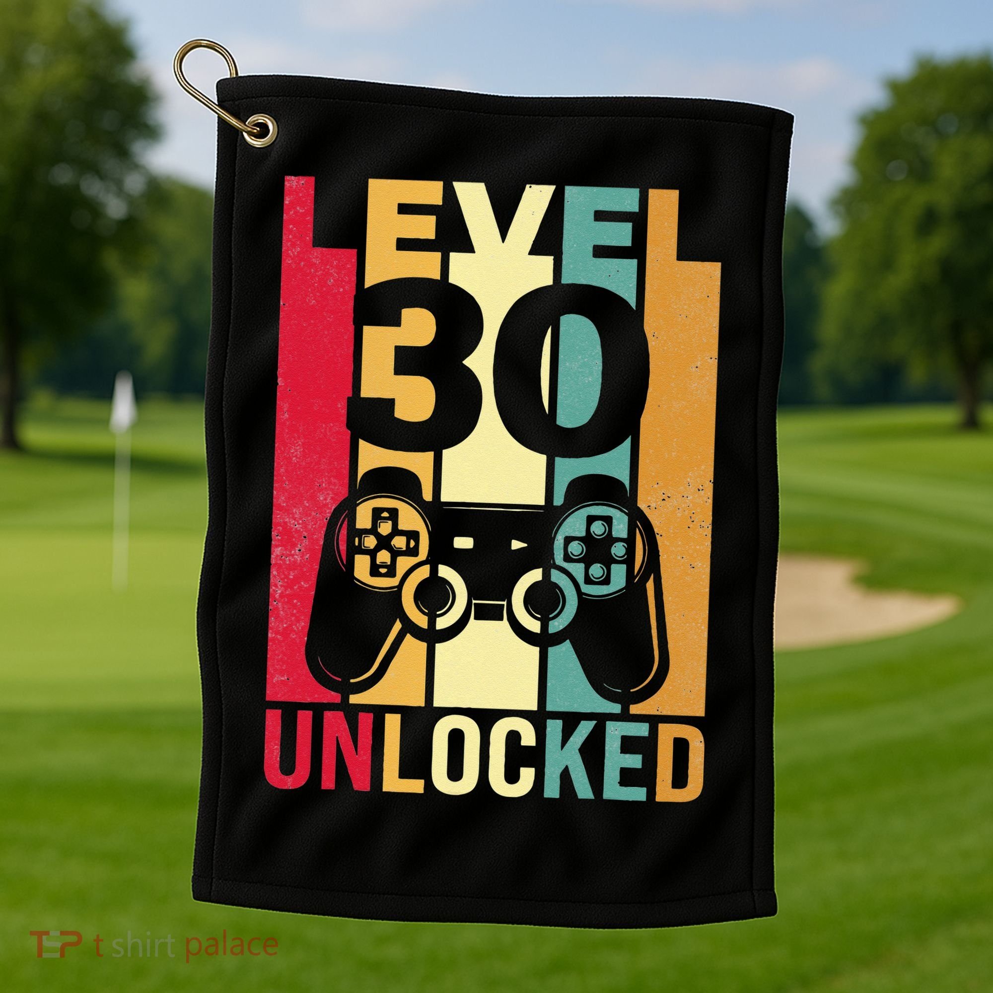 Funny Level 30 Unlocked Him BDay Turning 30th Birthday Golf Towel