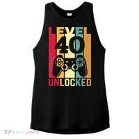 Funny Level 40 Unlocked Him BDay Turning 40th Birthday Ladies PosiCharge Tri-Blend Wicking Tank thumb 0