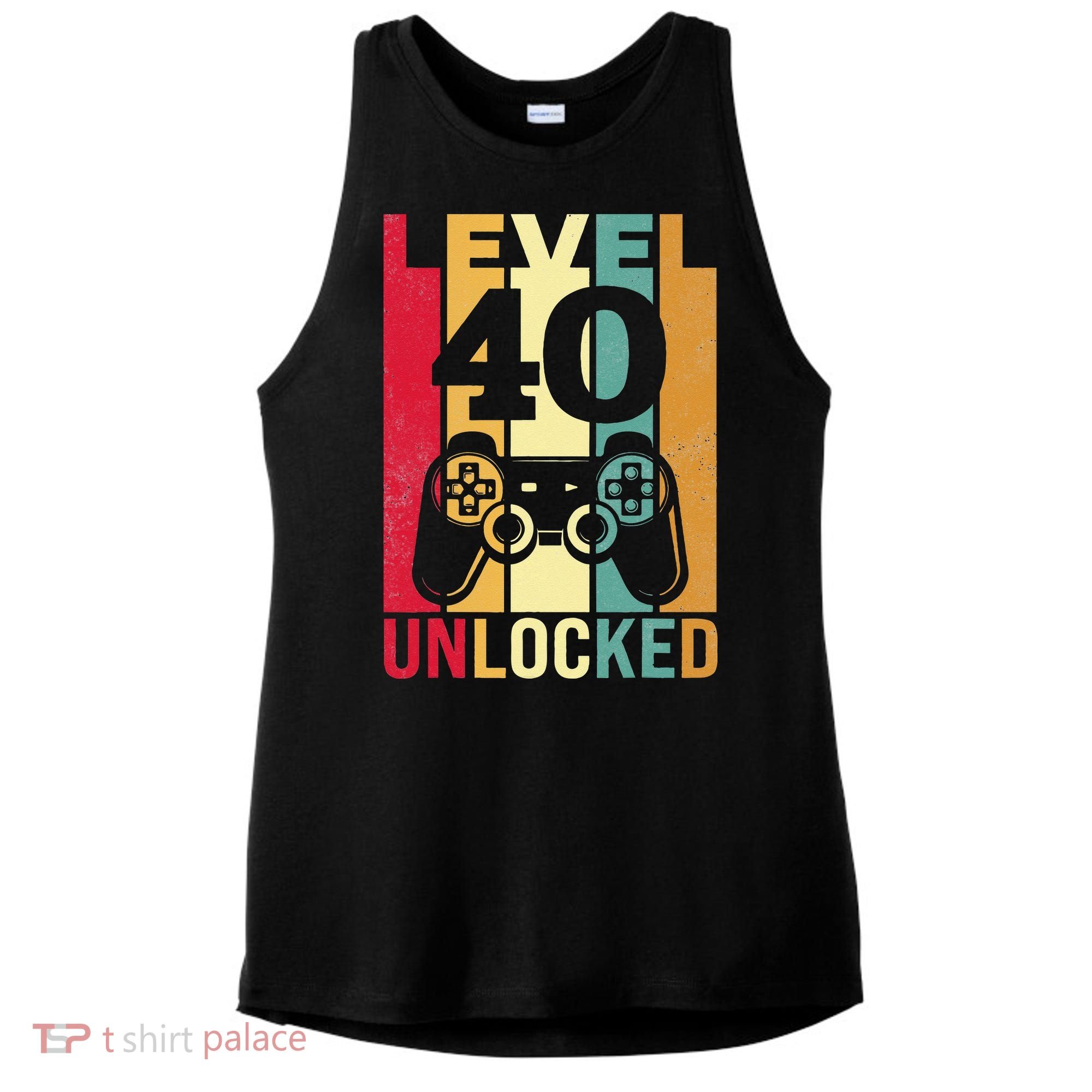 Funny Level 40 Unlocked Him BDay Turning 40th Birthday Ladies PosiCharge Tri-Blend Wicking Tank