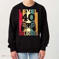 Funny Level 40 Unlocked Him BDay Turning 40th Birthday Women's Sweatshirt thumb 0