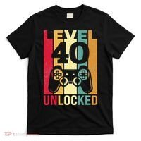 Funny Level 40 Unlocked Him BDay Turning 40th Birthday T-Shirt thumb 0