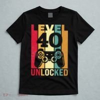 Funny Level 40 Unlocked Him BDay Turning 40th Birthday T-Shirt thumb 5