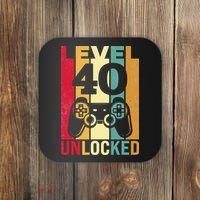 Funny Level 40 Unlocked Him BDay Turning 40th Birthday Coaster thumb 0